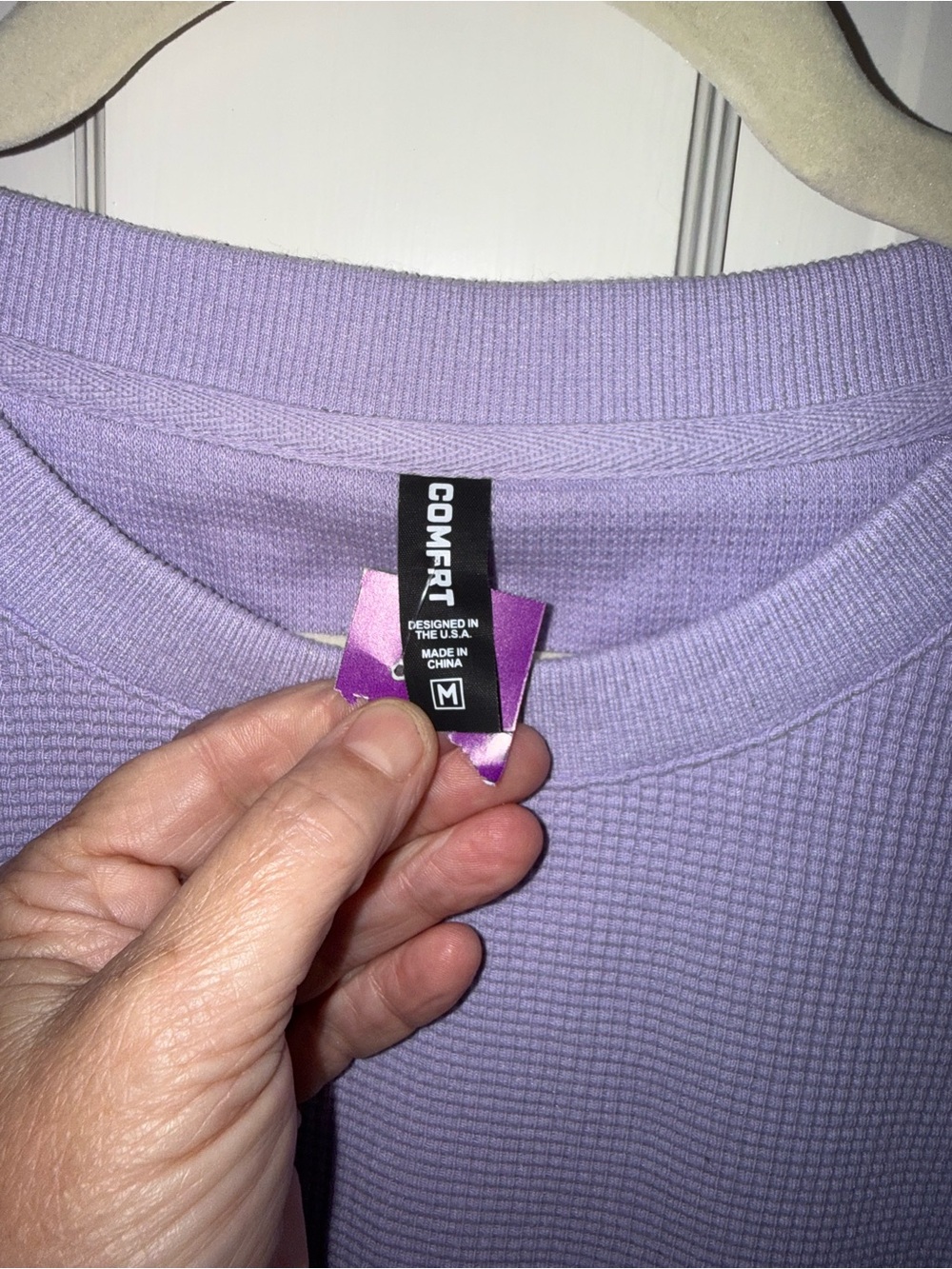 Comfrt Lavender Waffle Lounge long sleeve Crewneck size medium. - Picture 3 of 7